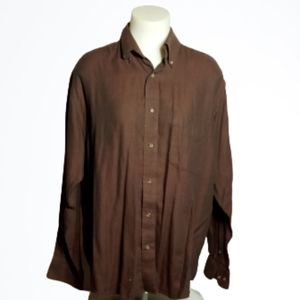 Jantzen Men's Brown Long Sleeve Button Down Shirt Sz lg